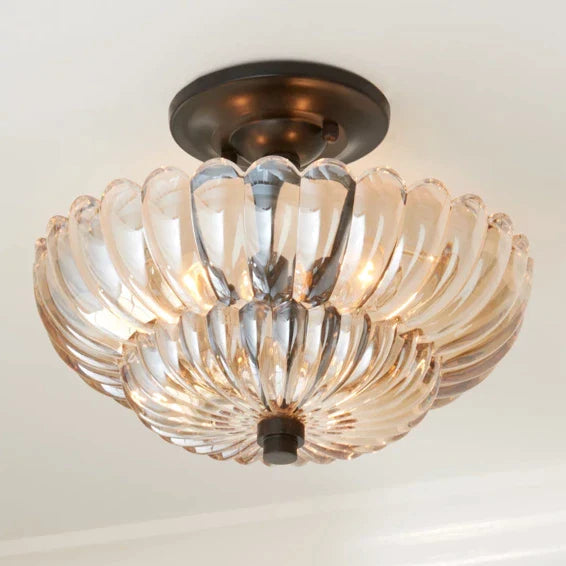 Vintage Glazen Semi-Flush Plafondlamp
