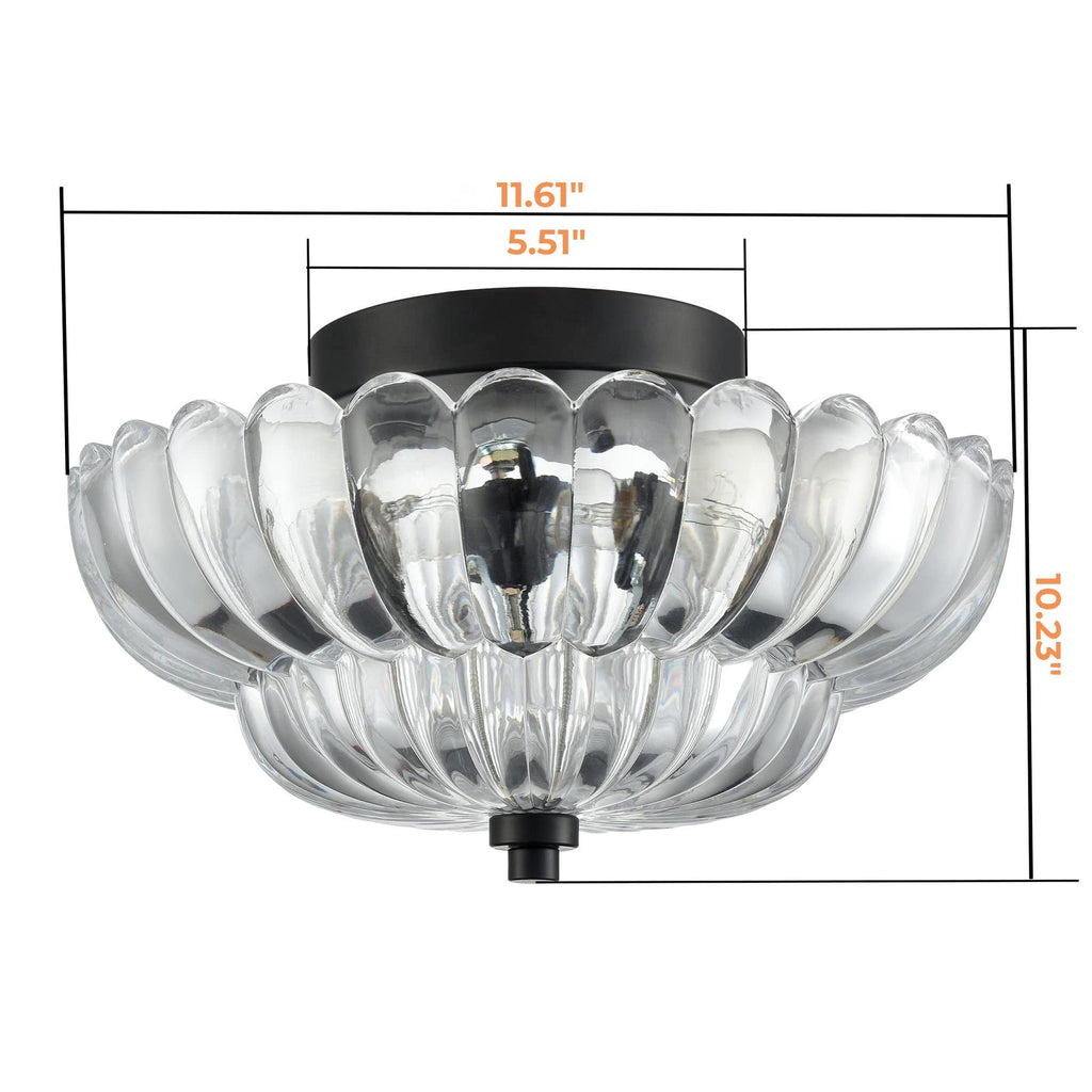Vintage Glazen Semi-Flush Plafondlamp